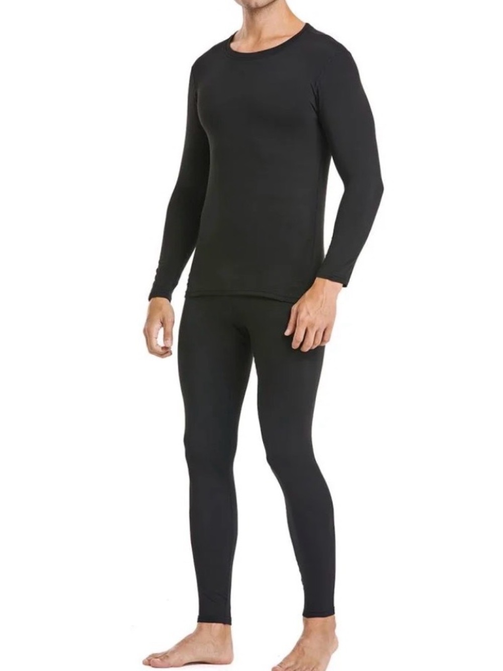 💛 NEW Black Long Sleeve Top and Pants Thermal Base-layer Set